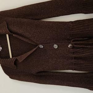 J Jill chocolate sweater with copper threading. Lovely with jeans or a dress.
